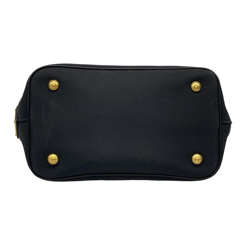 Prada Tote Bag Logo Jacquard 1ba172 Black Leather