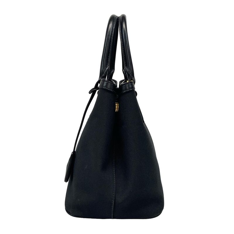 Prada Tote Bag Logo Jacquard 1ba172 Black Leather