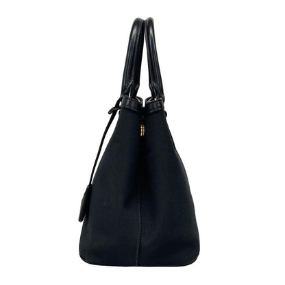 Prada Tote Bag Logo Jacquard 1ba172 Black Leather