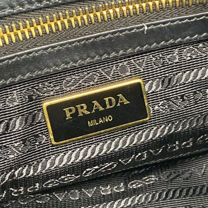 Prada Tote Bag Logo Jacquard 1ba172 Black Leather