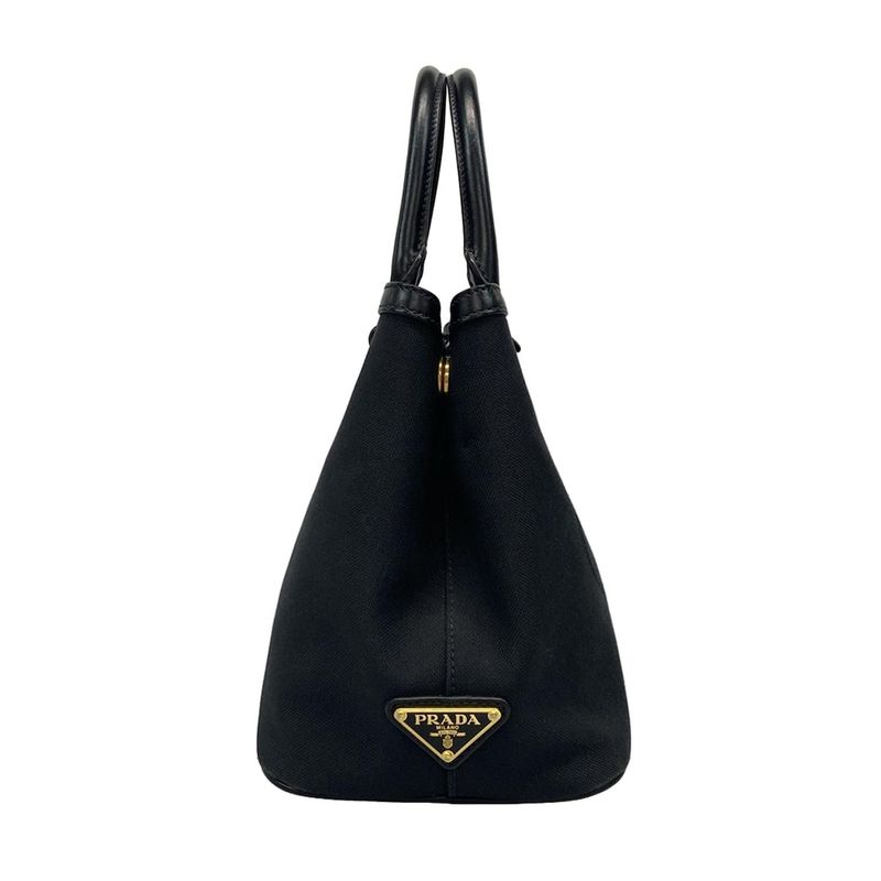 Prada Tote Bag Logo Jacquard 1ba172 Black Leather