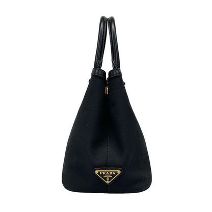 Prada Tote Bag Logo Jacquard 1ba172 Black Leather