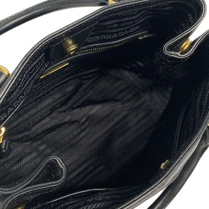Prada Tote Bag Logo Jacquard 1ba172 Black Leather