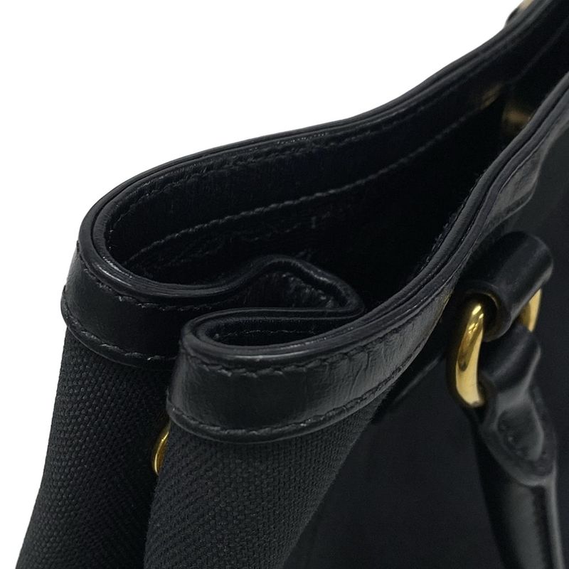 Prada Tote Bag Logo Jacquard 1ba172 Black Leather