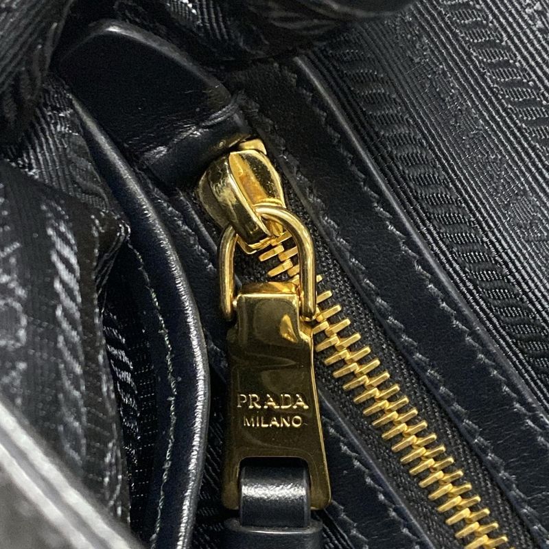 Prada Tote Bag Logo Jacquard 1ba172 Black Leather