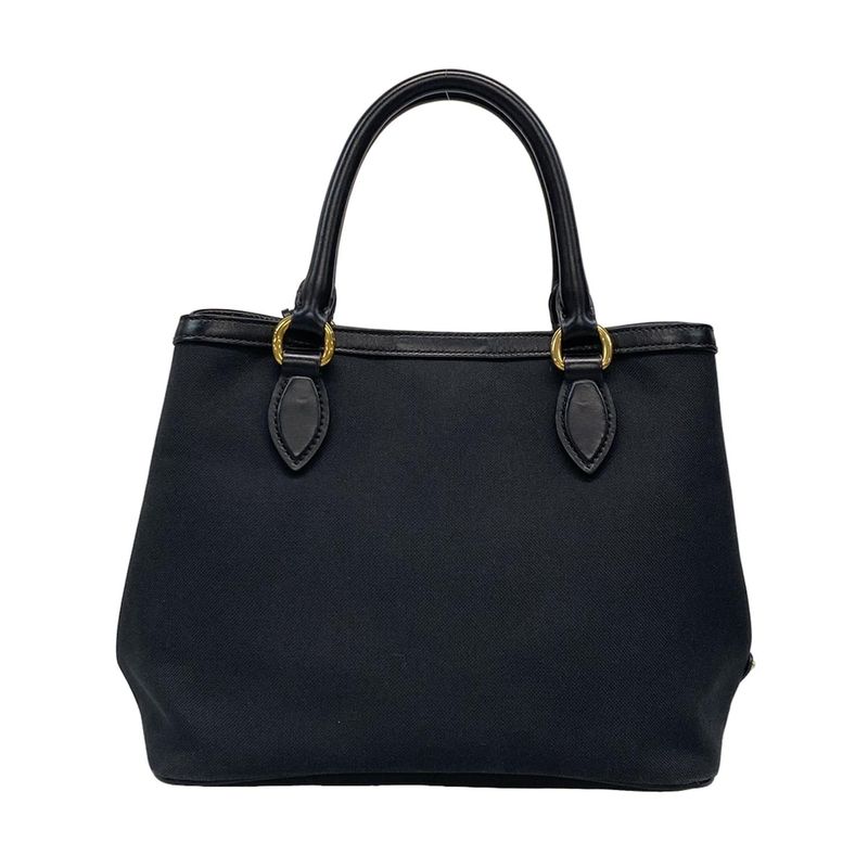 Prada Tote Bag Logo Jacquard 1ba172 Black Leather