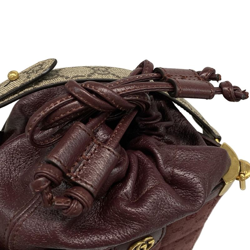 Gucci Handbag Double G Mini Crossbody Bag 752583 Bordeaux Leather