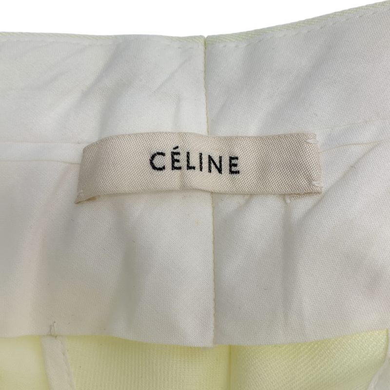 Celine - Phoebe Period Polyester Cotton 2-tuck Slacks Pants - 34 - Ivory -