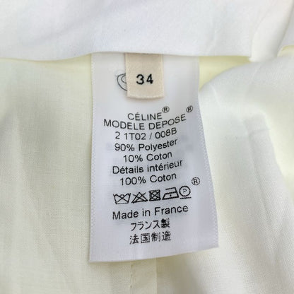 Celine - Phoebe Period Polyester Cotton 2-tuck Slacks Pants - 34 - Ivory -
