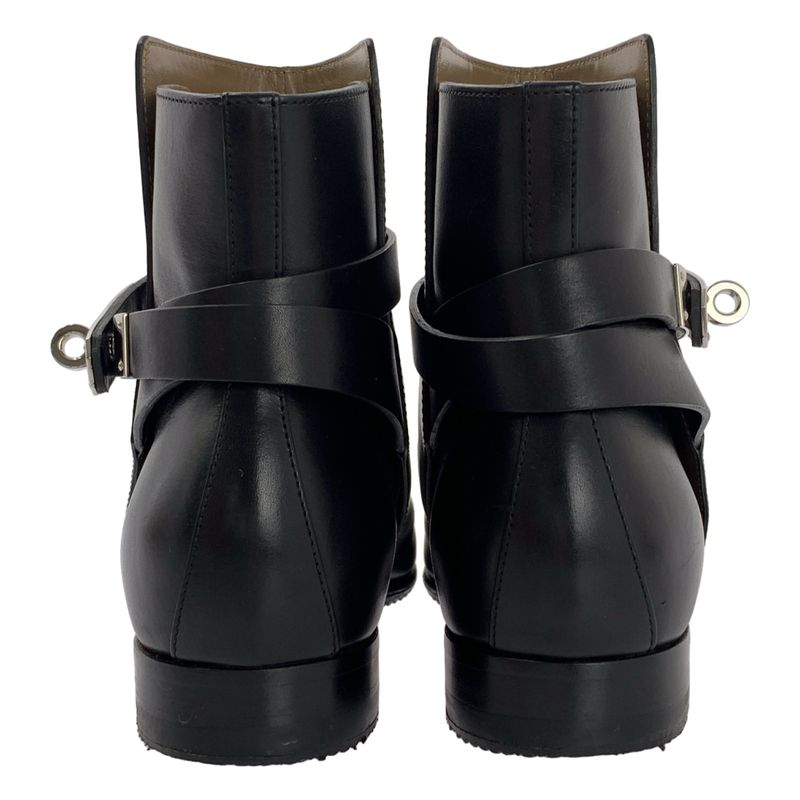 Hermes NEO Kelly Leather Short Boots - 38 - Black - Women's
