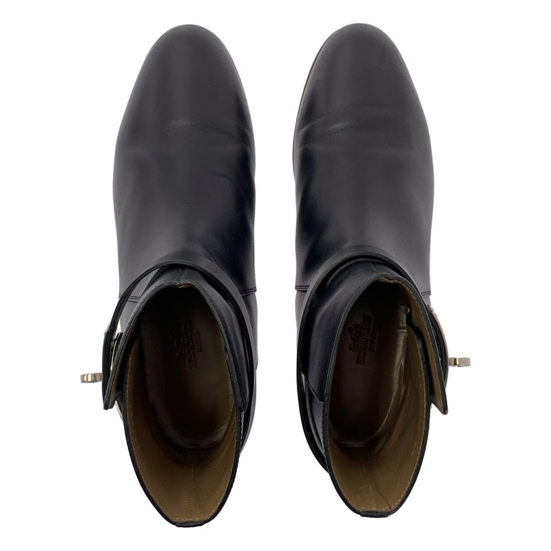 Hermes NEO Kelly Leather Short Boots - 38 - Black - Women's