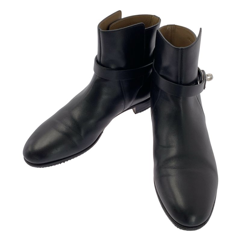 Hermes NEO Kelly Leather Short Boots - 38 - Black - Women's