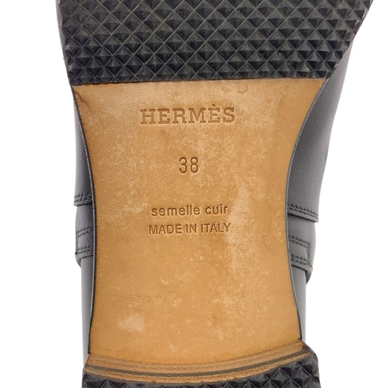Hermes NEO Kelly Leather Short Boots - 38 - Black - Women's