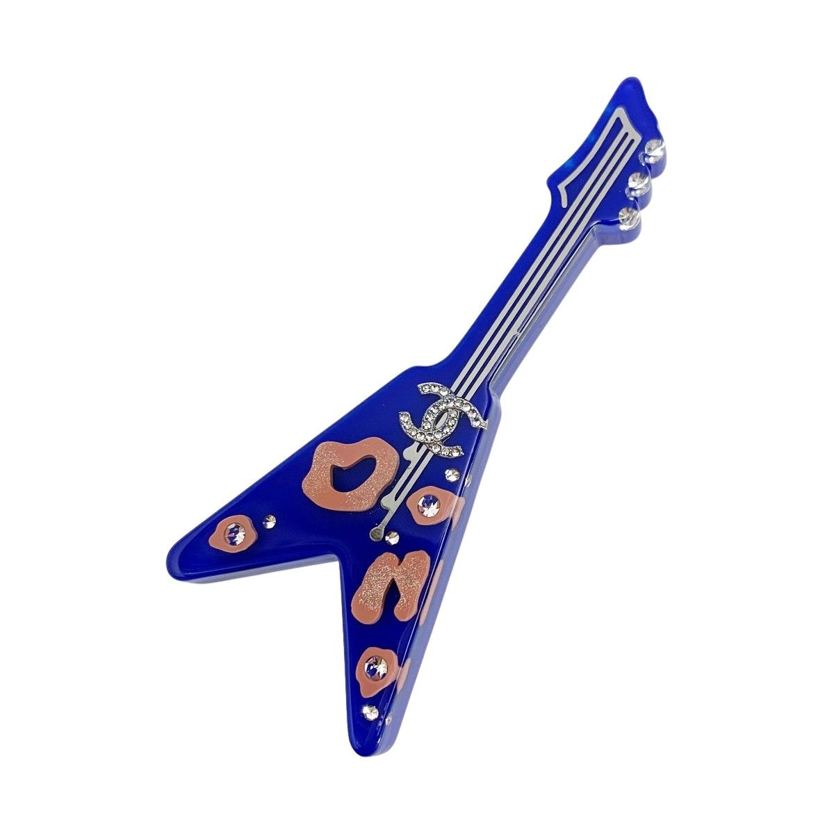 Chanel Coco Mark Electric Guitar Motif Blue Brooch