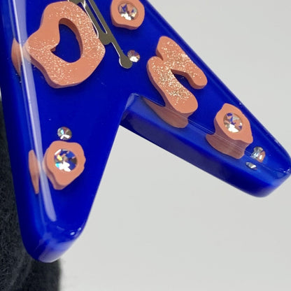 Chanel Coco Mark Electric Guitar Motif Blue Brooch