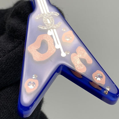 Chanel Coco Mark Electric Guitar Motif Blue Brooch