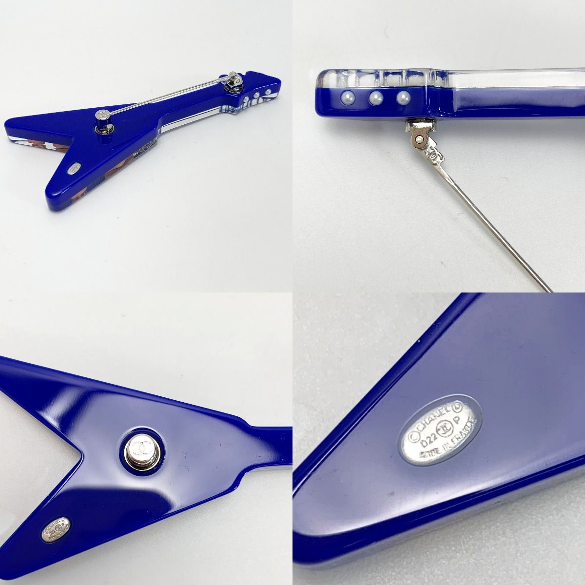 Chanel Coco Mark Electric Guitar Motif Blue Brooch