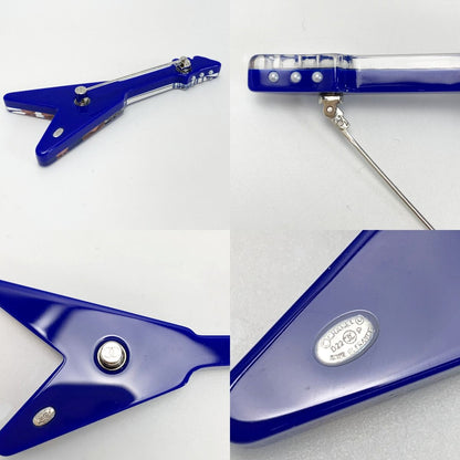 Chanel Coco Mark Electric Guitar Motif Blue Brooch