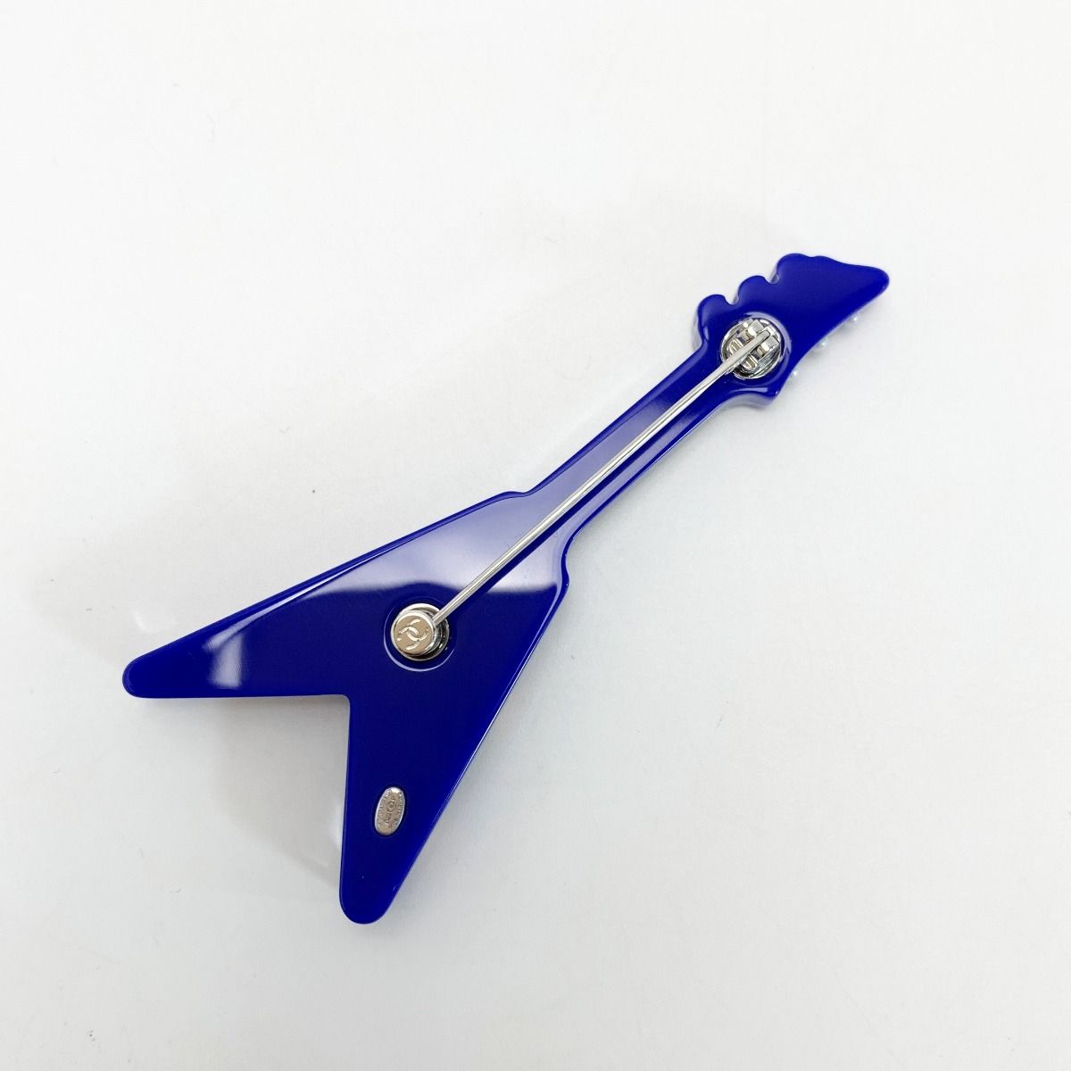 Chanel Coco Mark Electric Guitar Motif Blue Brooch
