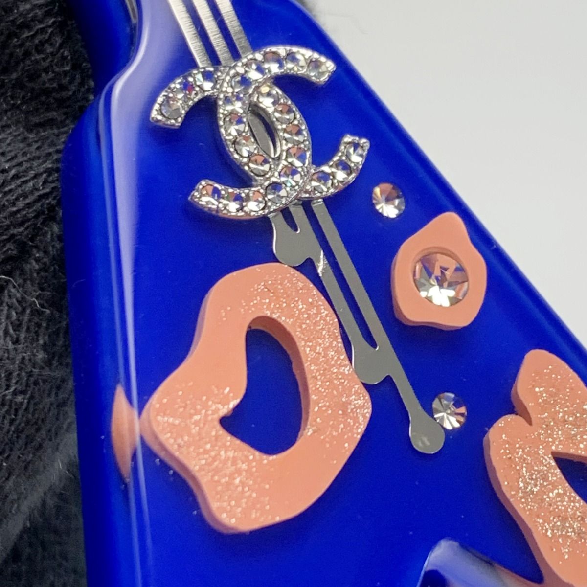 Chanel Coco Mark Electric Guitar Motif Blue Brooch