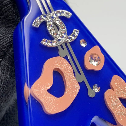 Chanel Coco Mark Electric Guitar Motif Blue Brooch