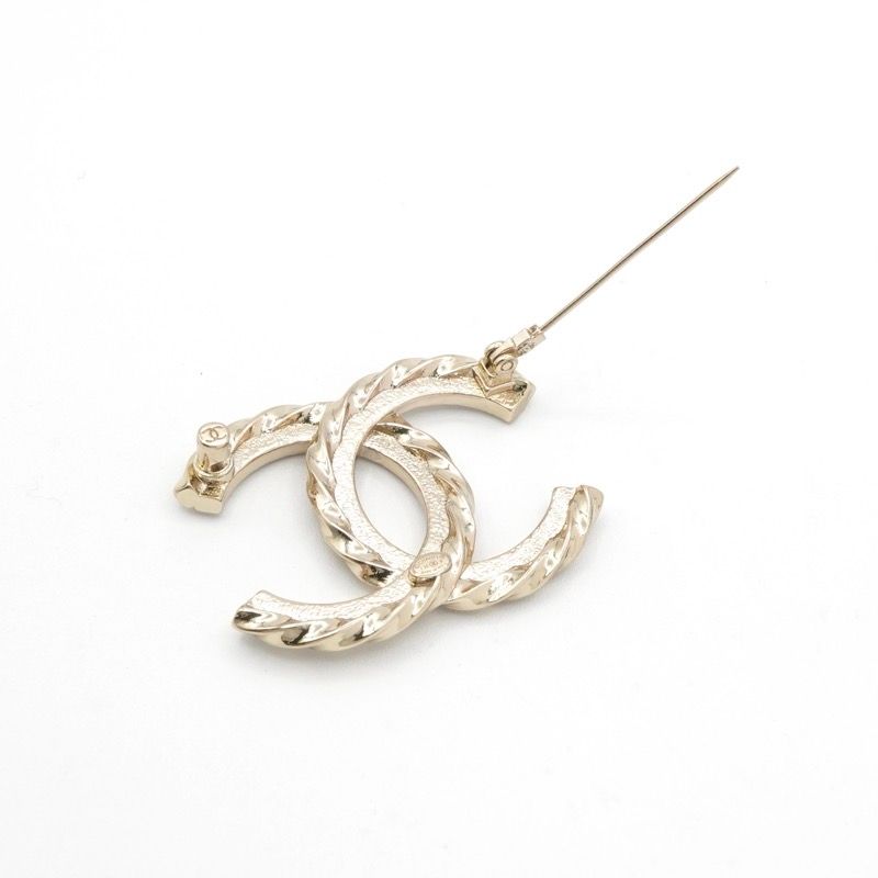Chanel Brooch Corsage Gold Here Mark Rhinestone