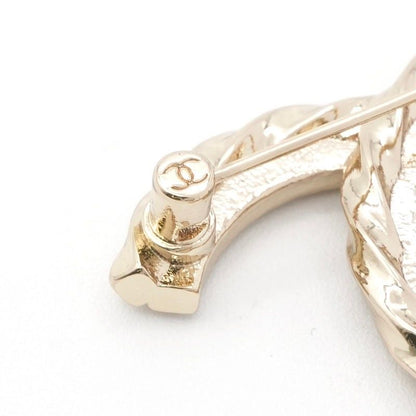 Chanel Brooch Corsage Gold Here Mark Rhinestone