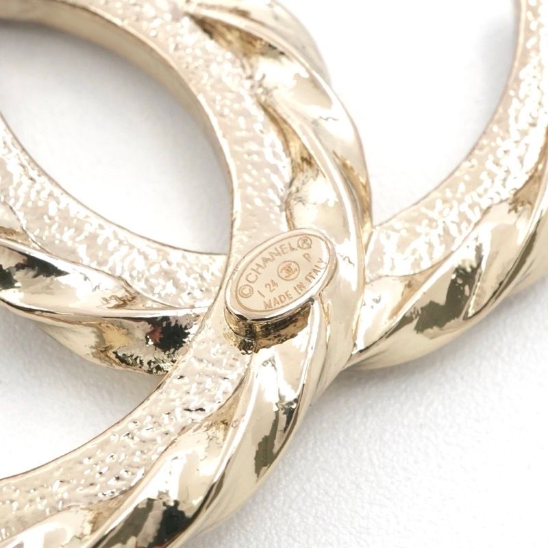 Chanel Brooch Corsage Gold Here Mark Rhinestone