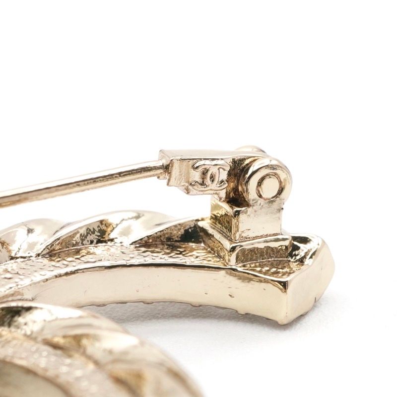 Chanel Brooch Corsage Gold Here Mark Rhinestone