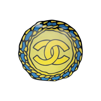 Chanel Handwritten Style Coco Mark D23a Yellow X Blue Jewelry Accessories