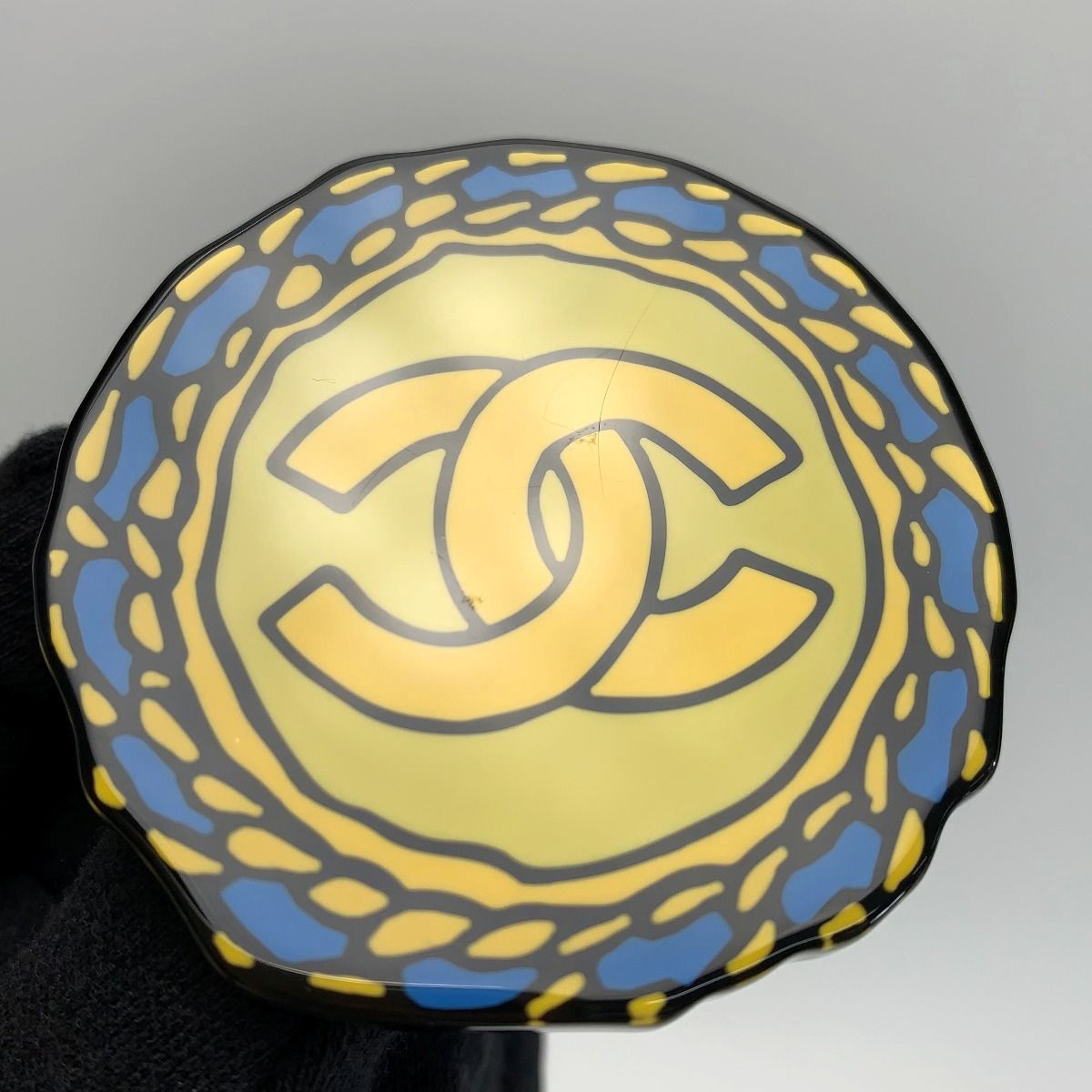 Chanel Handwritten Style Coco Mark D23a Yellow X Blue Jewelry Accessories