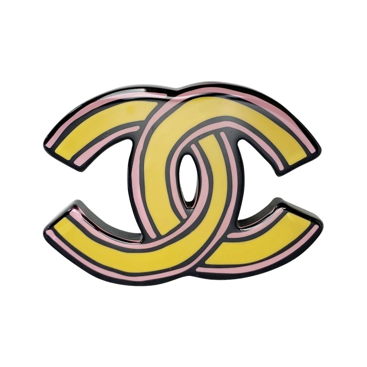 Chanel Handwritten Coco Mark D23a Yellow X Pink Jewelry Accessories Brooch