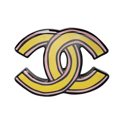 Chanel Handwritten Coco Mark D23a Yellow X Pink Jewelry Accessories Brooch