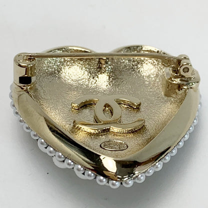 Chanel Heart L22b GP X Rhinestone X Fake Pearl Black Brooch