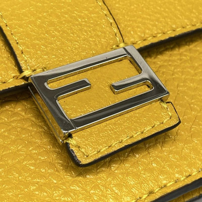 Fendi Shoulder Bag Micro Flat Baguette 7m0311 Yellow Mini Bag Leather