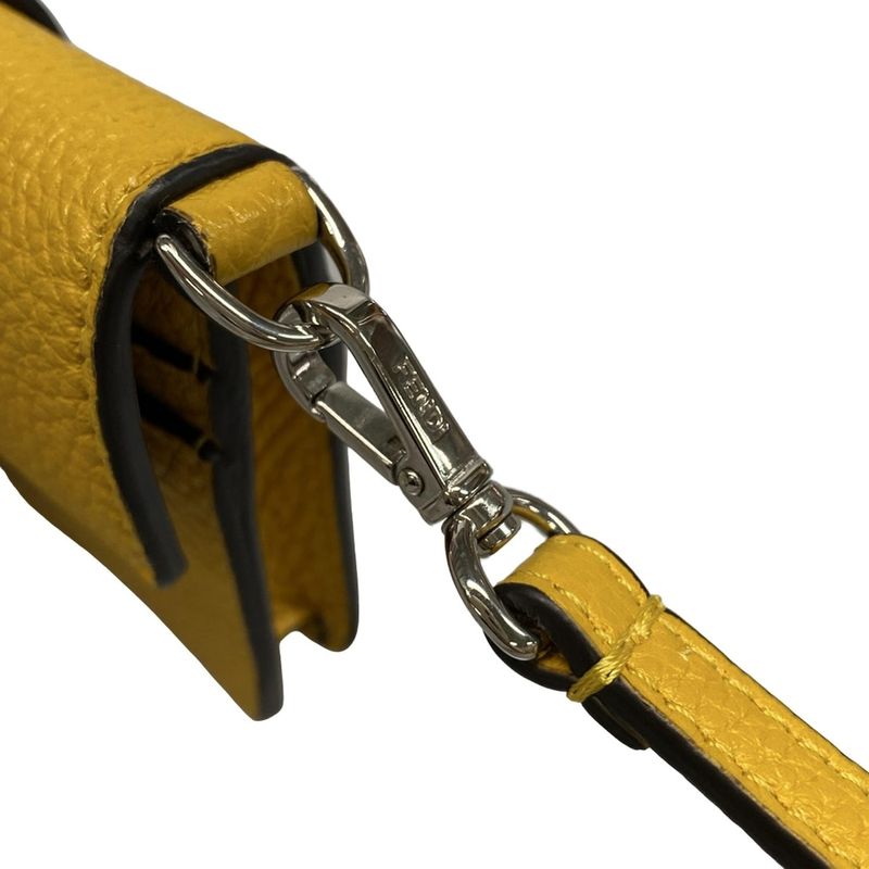 Fendi Shoulder Bag Micro Flat Baguette 7m0311 Yellow Mini Bag Leather