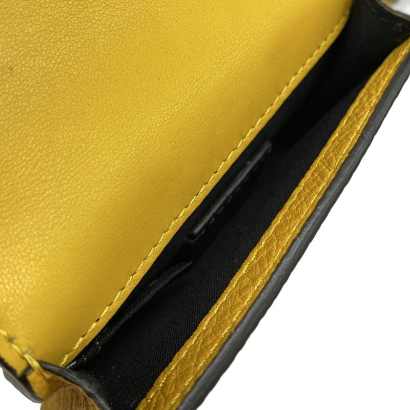 Fendi Shoulder Bag Micro Flat Baguette 7m0311 Yellow Mini Bag Leather