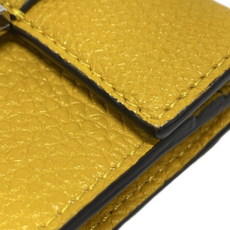 Fendi Shoulder Bag Micro Flat Baguette 7m0311 Yellow Mini Bag Leather