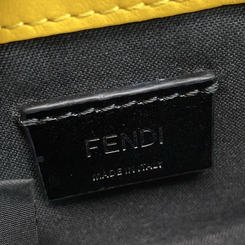 Fendi Shoulder Bag Micro Flat Baguette 7m0311 Yellow Mini Bag Leather