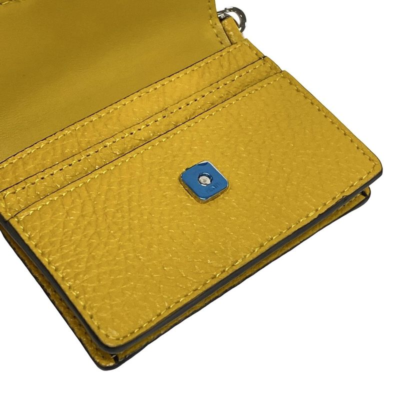 Fendi Shoulder Bag Micro Flat Baguette 7m0311 Yellow Mini Bag Leather