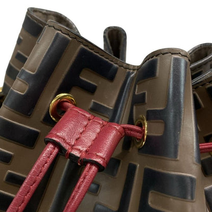 Fendi Shoulder Bag Mon Trezor 8bt298 Brown X Black X Red FF Logo/shape Pressed/d