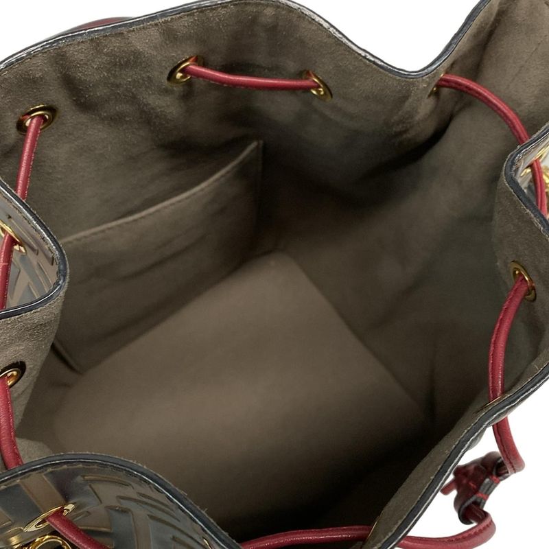 Fendi Shoulder Bag Mon Trezor 8bt298 Brown X Black X Red FF Logo/shape Pressed/d