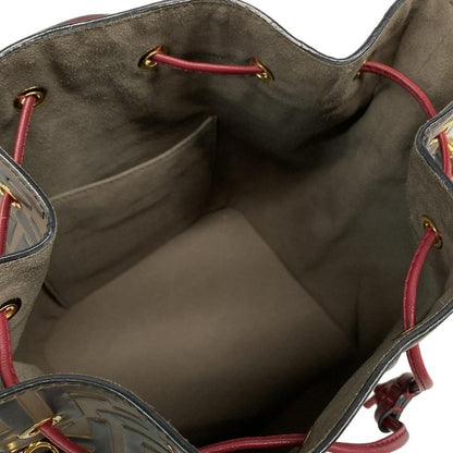 Fendi Shoulder Bag Mon Trezor 8bt298 Brown X Black X Red FF Logo/shape Pressed/d