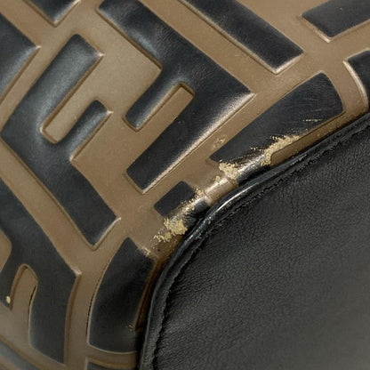 Fendi Shoulder Bag Mon Trezor 8bt298 Brown X Black X Red FF Logo/shape Pressed/d