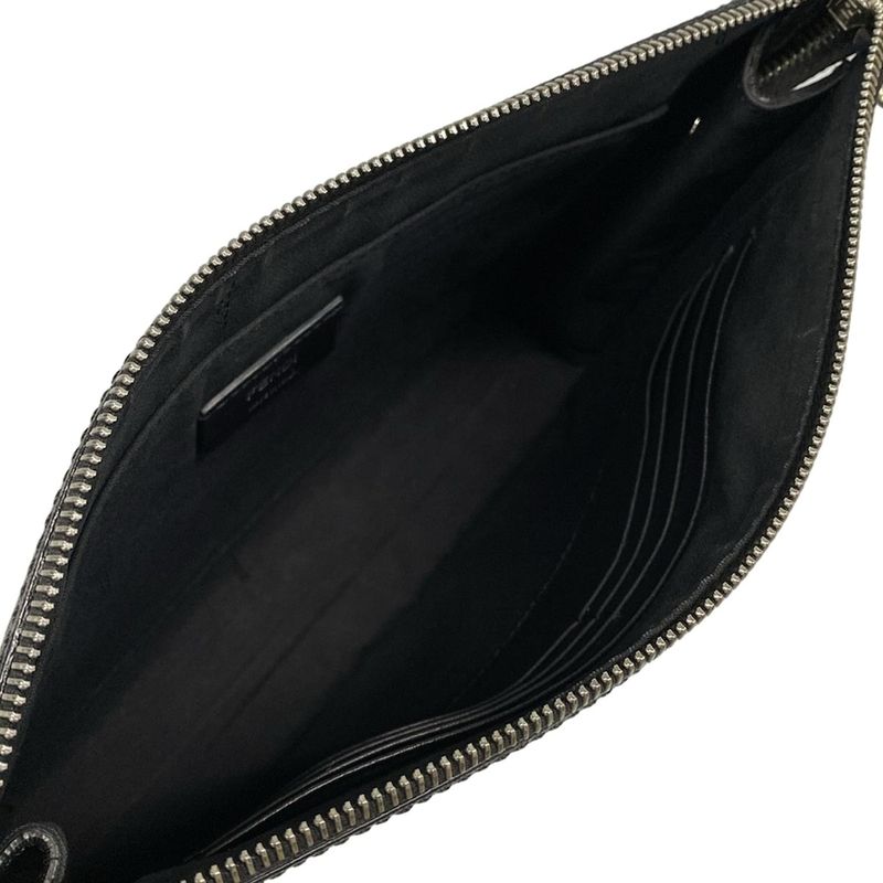 Fendi Clutch Bag Diagonal Clutch Bag 7va491 Gray X Black X Yellow Leather