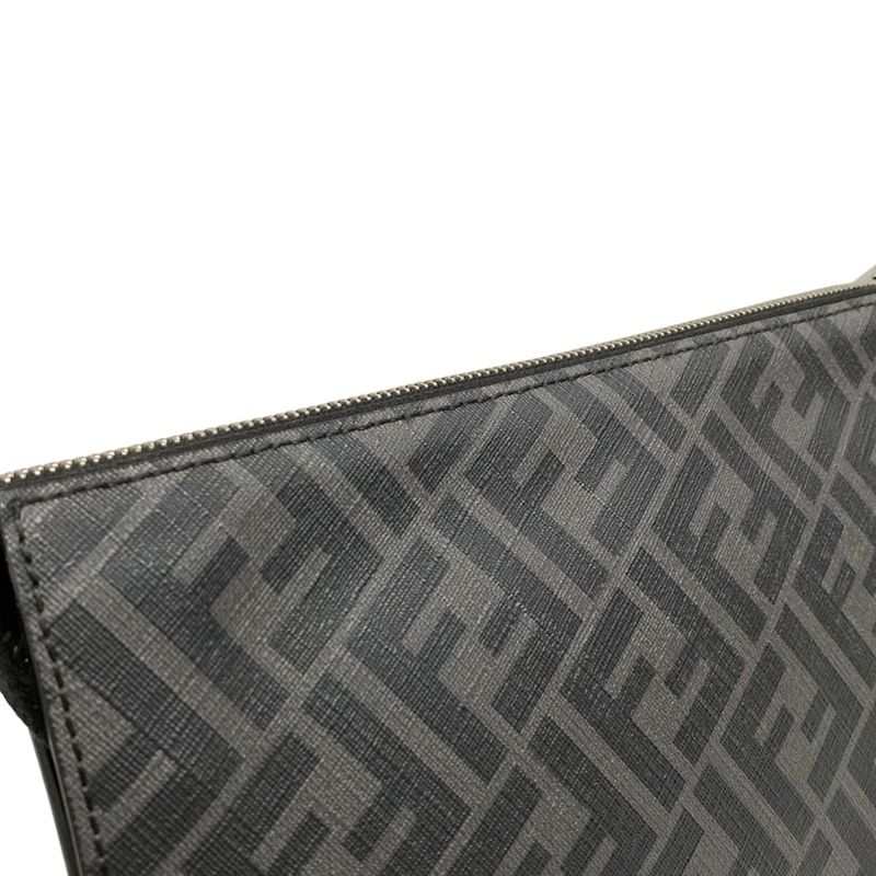 Fendi Clutch Bag Diagonal Clutch Bag 7va491 Gray X Black X Yellow Leather