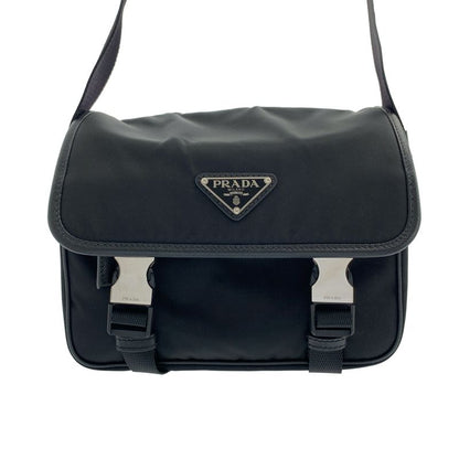 Prada - 2vd034 Pattina Re-nylon Nylon Saffiano Leather Shoulder Bag - Black -