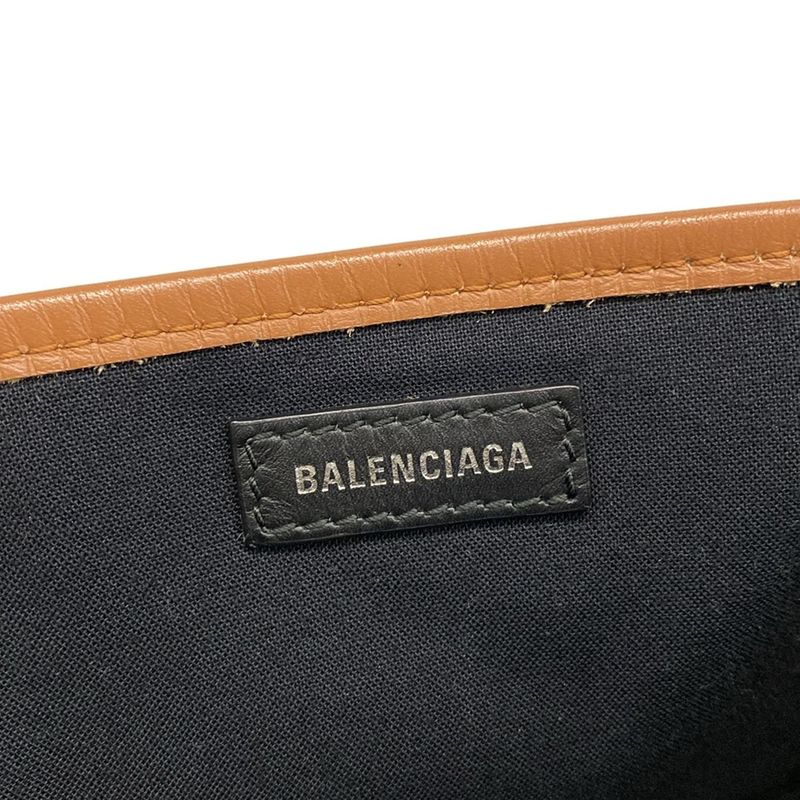 Balenciaga Tote Bag Navy Cabas Su XS 390346 Ivory And Brown Leather