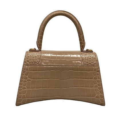 Balenciaga Handbag Hourglass Top Handle Small 593546 Pink Beige Shape Pressed