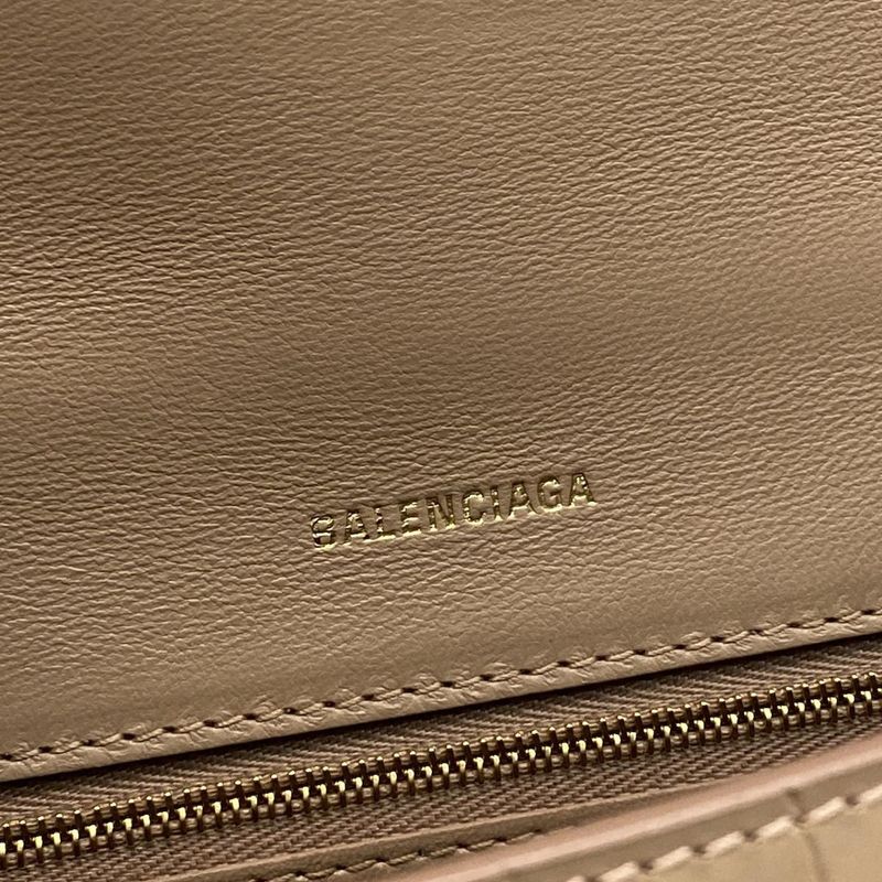 Balenciaga Handbag Hourglass Top Handle Small 593546 Pink Beige Shape Pressed